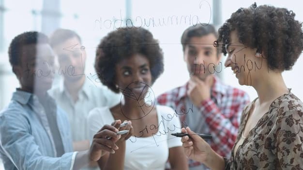 A diverse group of people participating in a training session on AI generative tools, symbolizing the importance of continuous learning and skills development in adapting to the changing job market.