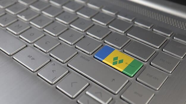 A close-up shot of a developer's hands typing code on a laptop, with the Brazilian flag sticker visible on the laptop's surface. The code on the screen should represent an open-source project.