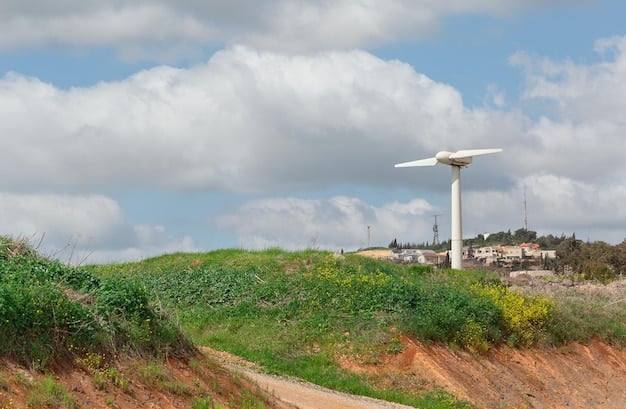 A wind farm in Brazil, showcasing the country's potential for renewable energy production. The image should focus on the turbines and the vastness of the landscape.