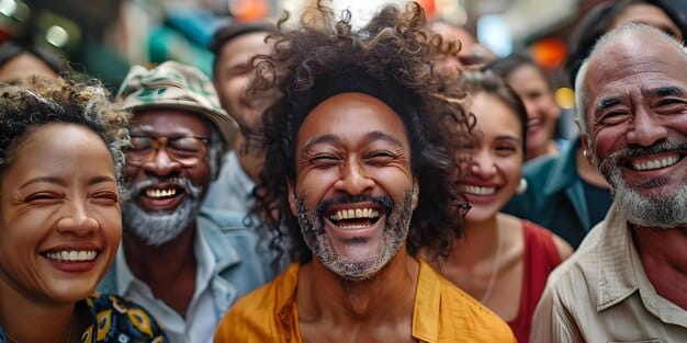 A group of people from diverse backgrounds smiling, symbolizing the broad range of Brazilian citizens who will benefit from the new tax exemption policy in 2025.