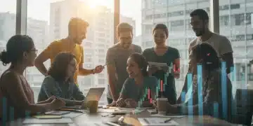 Empreendedores brasileiros celebrando o crescimento econômico e as novas oportunidades de negócios em 2025.