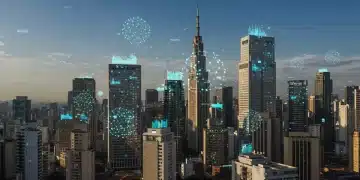 Futurista rede neural de IA generativa impulsionando negócios brasileiros em 2025