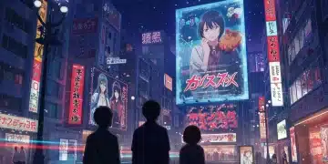 Futurista Tokio con carteles de doramas, simbolizando el impacto global de los estrenos japoneses de 2026.