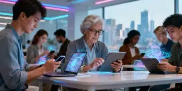 Diverse gig workers on new digital platforms in 2026, adapting to evolving work trends.