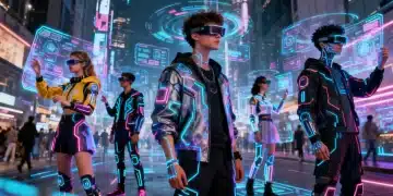 Futuristic digital fashion trends for US consumers in 2026, showcasing virtual wearables and augmented reality.