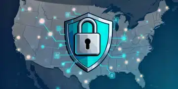 Digital shield protecting personal data with federal law symbols