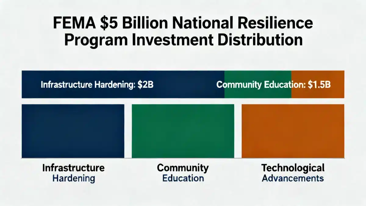 Infographic showing FEMA's billion investment allocation for national resilience.