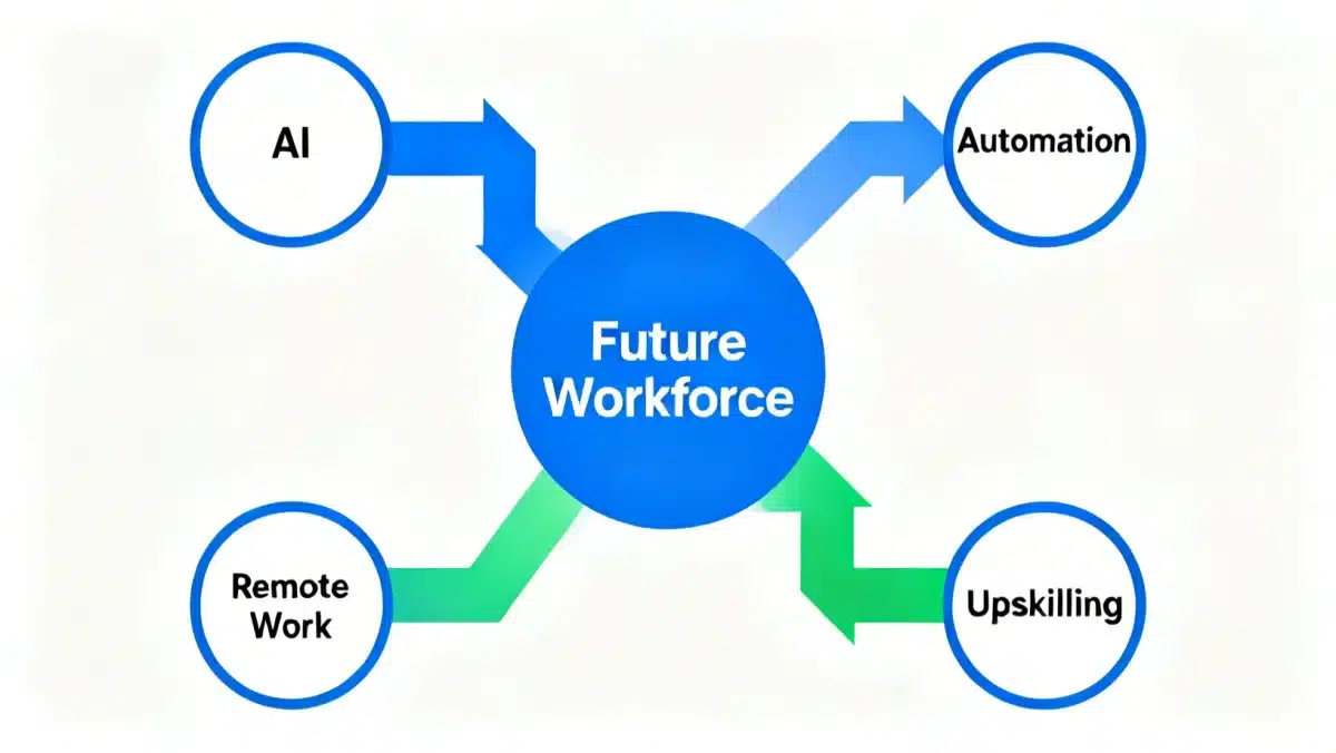 Infographic depicting interconnected trends shaping the future workforce