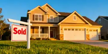 Modern house with 'Sold' sign in a thriving 2026 US housing market