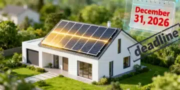 Modern home with solar panels and a digital calendar highlighting the December 2026 tax credit deadline.