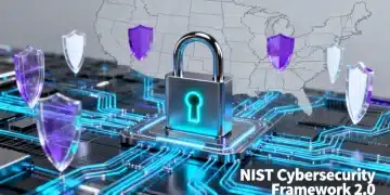 Digital padlock representing U.S. Cybersecurity Framework 2.0 protecting data