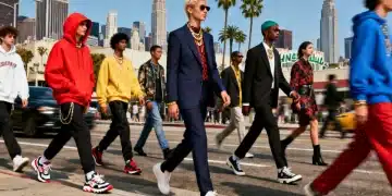 Diverse individuals displaying street style and high fashion across iconic US cityscapes in 2026, representing evolving trends.