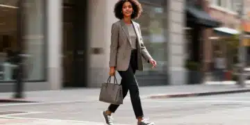 Woman in versatile blazer and jeans, embodying 2026 US style