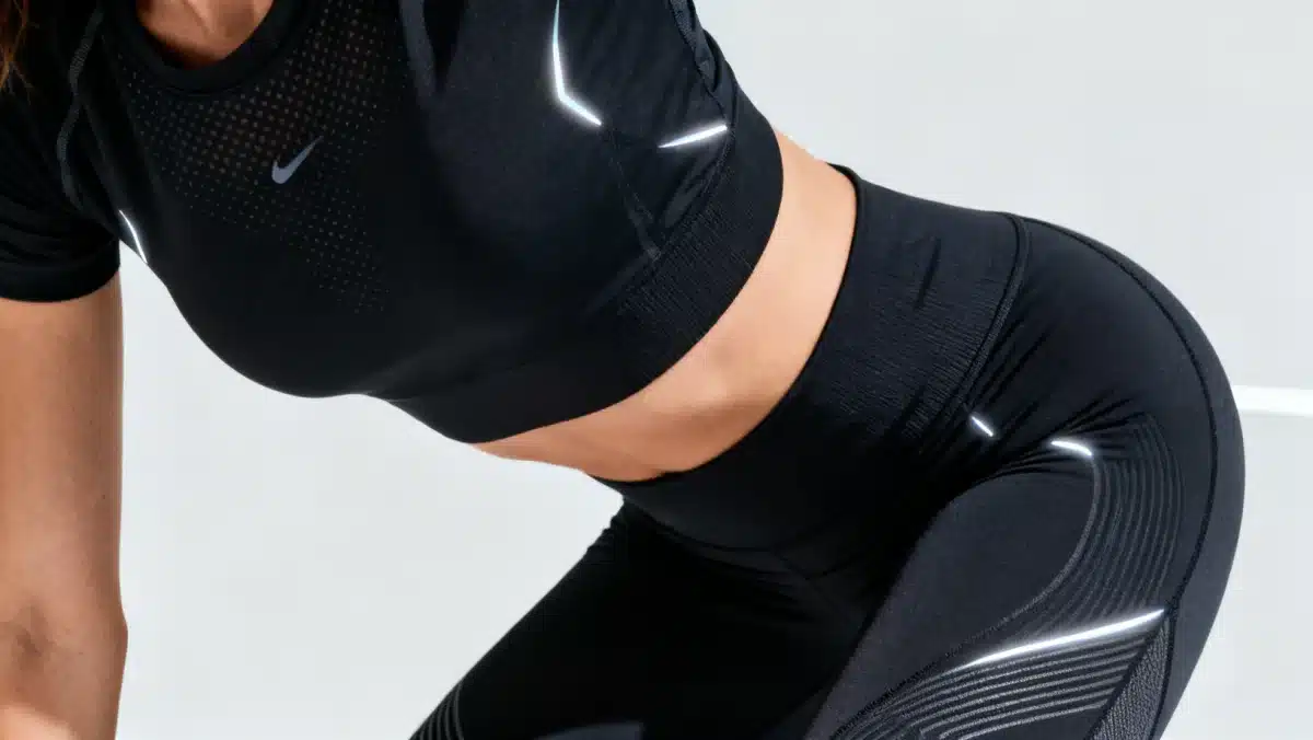 Advanced fabric technology in athleisure wear, close-up of performance textiles
