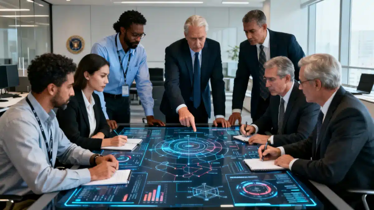 Cybersecurity experts and officials discussing critical infrastructure protection strategies