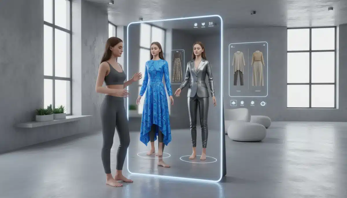 Augmented reality mirror for virtual try-on of AI-generated fashion