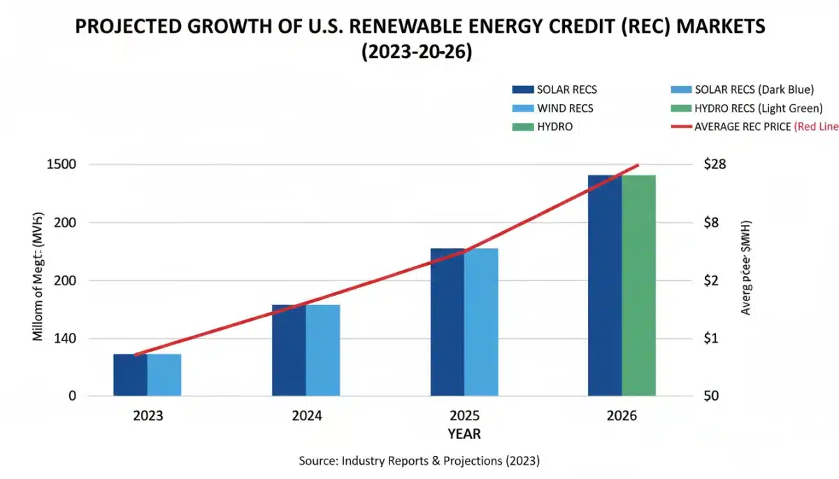 Projected growth of US renewable energy credit market by 2026