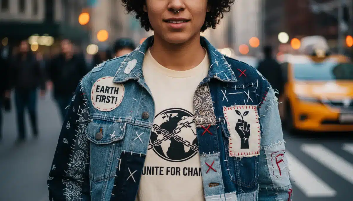 Upcycled denim jacket reflecting Gen Z's sustainable fashion values