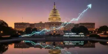 Digital graph showing economic growth over US Capitol, symbolizing US economic forecast 2026