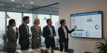 Business team reviewing 2026 healthcare policy changes on a digital screen